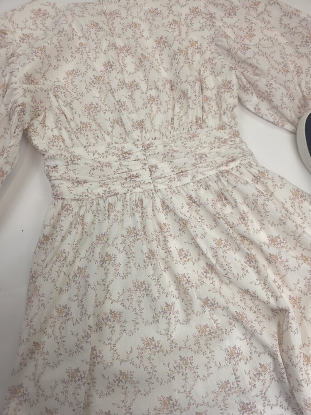 Olivacous White Floral Puff-Sleeve Dress Sz M - Picture 12 of 13